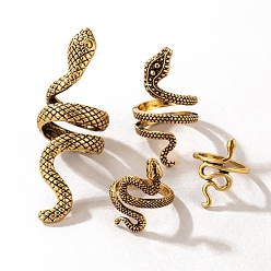 Oro Antiguo 4 piezas 4 conjunto de anillos de dedo de aleación de estilo, serpiente, oro antiguo, diámetro interior: 18 mm, 1pc/orzuelo