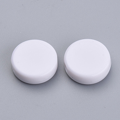 Blanc Perles acryliques opaques, plat rond, blanc, 19.5x4.5mm, trou: 2 mm, environ 310 pcs / 500 g