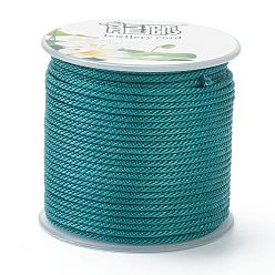Dark Cyan Polyester Braided Cords, for Jewelry Making Beading Crafting, Dark Cyan, 1.5mm, about 21.87 yards(20m)/roll
