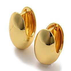 Real 18K Gold Plated Egg Hoop Earrings, Brass Jewelry for Women, Cadmium Free & Lead Free, Real 18K Gold Plated, 20.5x12mm