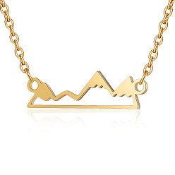 Golden 201 Stainless Steel Pendant Necklaces, with Cable Chains, Mountain, Golden, 17.1 inch(43.5cm), 1.5mm, Mountain: 20.5x6x1mm