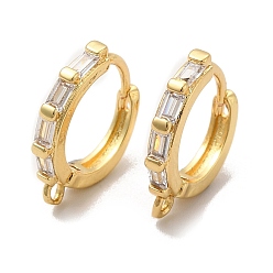 Real 18K Gold Plated Rack Plating Brass Micro Pave Cubic Zirconia Hoop Earring Finding, Long-Lasting Plated, Cadmium Free & Lead Free, Round, Real 18K Gold Plated, 16x15x1~3mm, Hole: 1mm, Pin: 1mm