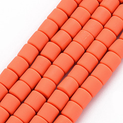 Orange Foncé Brins de perles en argile polymère, colonne, orange foncé, 5~7x6mm, Trou: 1.5~2mm, Environ 61~69 pcs/chapelet, 15.74 pouce