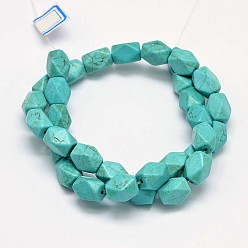 Turquoise Synthetic Turquoise Cuboid Bead Strands, Cuboid, Faceted, Dyed, 12x8x8mm, Hole: 1mm, about 32pcs/strand, 15.7 inch