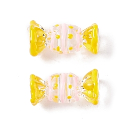 Yellow Transparent Acrylic Beads, with Enamel, Candy, Yellow, 29.5x14x15.5mm, Hole: 5mm