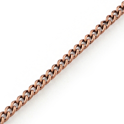 Red Copper Unwelded Iron Curb Chains, with Spool, Red Copper, 4x2.7x0.8mm, about 328.08 Feet(100m)/roll