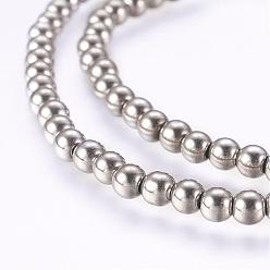 Platinum Plated Electroplate Non-magnetic Synthetic Hematite Bead Strands, Round, Platinum Plated, 6mm, Hole: 1mm, about 72pcs/strand, 15.9 inch