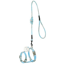 Cyan Cat Harness and Leash Set, Cloth Belt Traction Rope Cat Escape Proof with Plastic Adjuster and Alloy Clasp, Adjustable Harness Pet Supplies, Cyan, Inner Diameter: 18~32mm, Rope: 10mm