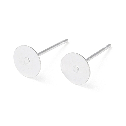 Silver Stud Earring Settings, Brass Head and Stainless Steel Pin, Lead Free, Cadmium Free and Nickel Free, Silver, Tray: 6mm, 12mm, Pin: 0.7mm