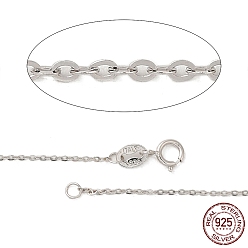 Platino Collar de cadenas tipo cable de plata de ley chapada en rodio para mujer, Platino, 925 pulgada (17.72 cm)