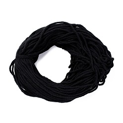 Negro Cables de hilo de algodón, 3 -ply, para la fabricación de la joyería, negro, 5~5.8 mm, 109.4 yarda (100 m) / paquete