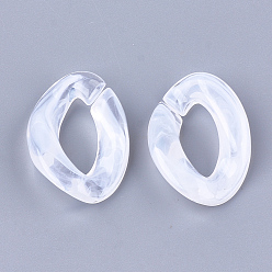 White Acrylic Linking Rings, Quick Link Connectors, For Curb Chains Making, Imitation Gemstone Style, Twist, White & Clear, 29x21x6.5mm, Hole: 17x8mm, about 315pcs/500g