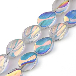Clear AB Transparent Electroplate Glass Bead Strands, AB Color Plated, Teardrop, Clear AB, 18.5x12.5x6mm, Hole: 1mm, about 40pcs/strand, 29.29 inch(74.4cm)