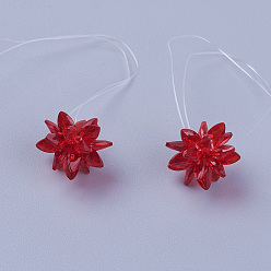 Rouge Perles de verre tissées, fleur / sparkler, fait de charmes en oeil de cheval, rouge, 13mm