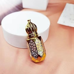 Oro Botella de bola de rodillo vacía de vidrio estilo árabe con patrón craquelado y tapa de aluminio, oro, 66x22 mm, capacidad: 6 ml (0.20 fl. oz)