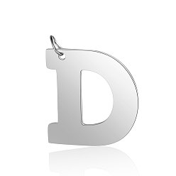 Letter D 201 Stainless Steel Pendants, Letter, Stainless Steel Color, Letter.D, 29.5x27.5x1.5mm, Hole: 4.5mm