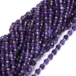 Amethyst Natural Amethyst Beads Strands, with Seed Beads, Faceted, Bicone, Double Terminated Point Prism Beads, 5~7x6mm, Hole: 0.8mm, about 48pcs/strand, 15.55 inch(39.5cm)