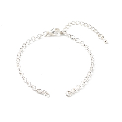 Argent 304 makages de bracelet en acier inoxydable, avec 304 chaînes porte-câbles en acier inoxydable et fermoirs pinces de homard et anneaux de saut, argenterie, 6-1/8 pouce (15.5 cm), Trou: 2.5mm
