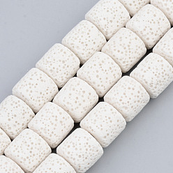 Creamy White Synthetic Lava Rock Beads Strands, Dyed, Column, Creamy White, 10x10mm, Hole: 2mm, about 39pcs/strand, 15.35 inch(39cm)