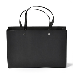 Negro Bolsas de papel rectangulares, con asas de nailon, para bolsas de regalo y bolsas de compras, negro, 29x0.4x19 cm