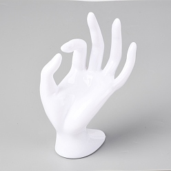 White Plastic Ring Display Hand Model, for OK, White, 10.5x6.5x15.5cm