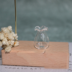 Clair Ornements miniatures de vase en verre à haute teneur en borosilicate, accessoires de maison de poupée de jardin paysager micro, faire semblant de décorations d'accessoires, avec bord ondulé, clair, 15x20mm