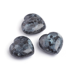 Labradorite Pierre d'amour coeur larvikite naturel, pierre de palme de poche pour équilibrer le reiki, 29.5~30x30~30.5x14.5mm
