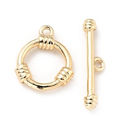 Light Gold Rack Plating Brass Toggle Clasps, Cadmium Free & Lead Free, Long-Lasting Plated, Ring, Light Gold, Ring: 14.5x12x3mm, Hole: 1.4mm, Bar: 20.5x4.5x3mm, Hole: 1.4mm