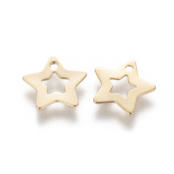 Golden 201 Stainless Steel Charms, Star, Golden, 9.5x10x0.5mm, Hole: 1mm