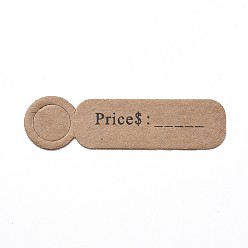 Bois Solide Étiquettes-cadeaux en papier, étiquettes de suspension, pour les arts et l'artisanat, rectangle avec mot prix, burlywood, 13x49.5x0.5mm, Trou: 9mm