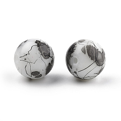 Noir Ébauches et perles de perles de verre peintes, ronde, noir, 6mm, Trou: 1mm, Environ 130 pcs/chapelet, 31.4 pouce