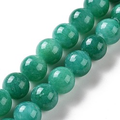 Pelouse Verte Perles Mashan naturel rondes de jade brins, teint, pelouse verte, 8mm, Trou: 1mm, Environ 51 pcs/chapelet, 15.7 pouce