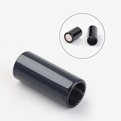 Gunmetal 304 Stainless Steel Smooth Surface Magnetic Clasps with Glue-in Ends, Column, Gunmetal, 16x5mm, Hole: 3mm