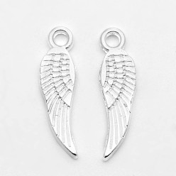 Silver Tibetan Style Pendants, Wing, Cadmium Free & Nickel Free & Lead Free, Silver Color Plated, 18x5mm, Hole: 1.5mm.