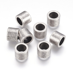 Antique Silver 304 Stainless Steel Beads, Column, Antique Silver, 10x8mm, Hole: 6.5mm