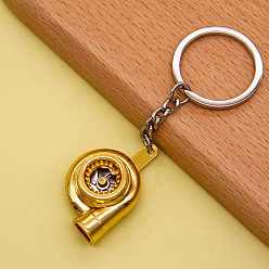 Golden Alloy Pendant Keychain, with Key Ring, Turbocharger, Golden, 1cm