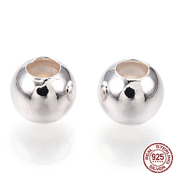 Plata 925 perlas de plata esterlina, rondo, plata, 6x5.5 mm, agujero: 2.5 mm