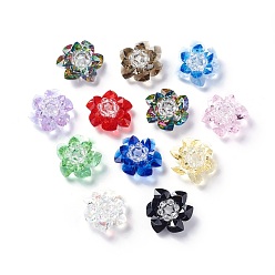 Color mezclado Perlas de vidrio tejida, perlas de racimo, loto, color mezclado, 35x19 mm, agujero: 8 mm