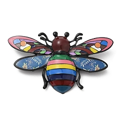 Colorful Bees Enamel Pins, Electrophoresis Black Alloy Brooch for Clothes Backpack, Colorful, 41.5x70.5x13.5mm