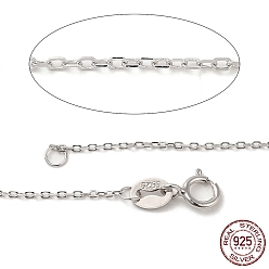 Platinum Trendy Unisex Rhodium Plated 925 Sterling Silver Cable Chains Necklaces, with Spring Ring Clasps, Thin Chain, Platinum, 18 inch, 1mm