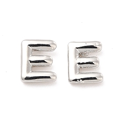 Letter E Boucles d'oreilles en laiton évidées avec lettre initiale pour femmes, platine, sans plomb et sans cadmium, letter.e, 7x3.5x1.5mm, pin: 0.8 mm