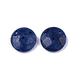 Lapis Lazuli Natural Dyed Lapis Lazuli Connector Charms, Faceted, Flat Round, 20x6~7mm, Hole: 1.4mm, Half Hole: 1.5mm