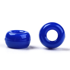 Blue Opaque Acrylic Beads, Rondelle, Blue, 7x4mm, Hole: 3mm, about 4545pcs/500g
