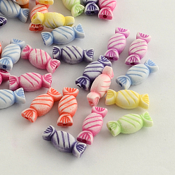 Couleur Mélangete Perles acryliques de style artisanal, candy, couleur mixte, 7x15x5mm, trou: 2 mm, environ 1200 pcs / 500 g