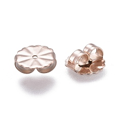 Rose Gold Ion Plating(IP) 304 Stainless Steel Ear Nuts, Butterfly Earring Backs for Post Earrings, Flower, Rose Gold, 10.5x4.5mm, Hole: 1.2mm