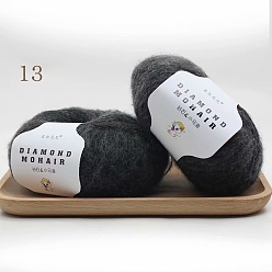 Negro Hilo de tejer de lana mohair de fibra acrílica, Para bebé chal bufanda muñeca suministros de ganchillo, negro, 0.9 mm, aproximadamente 284.34 yardas (260 m) / madeja