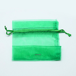 Spring Green Organza Bags, High Dense, Rectangle, Spring Green, 9x7cm