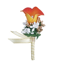 Orange Boutonnière corsage fleur imitation cuir pu, pour homme ou marié, garçons d'honneur, mariage, décorations de fête, orange, 120x60mm