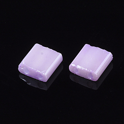 Plum 2-Hole Glass Seed Beads, Opaque Colours Luster, Dyed, Rectangle, Plum, 5x4.5~5.5x2~2.5mm, Hole: 0.5~0.8mm