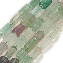 Fluorite Natural Fluorite Beads Strands, with Seed Beads, Faceted, Column, 5.5~7.5mm, Hole: 0.7mm, about 26~33pcs/strand, 15.67''~16.46''(39.8~41.8cm)